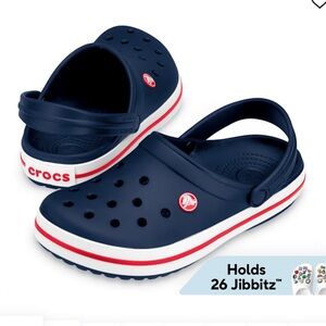 CROCS Men's Navy Sandals with Red and White Trim